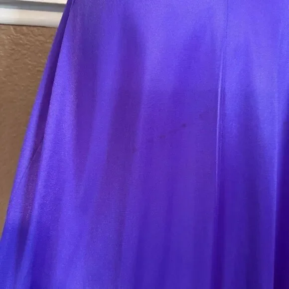 Vintage Size S Lace Trim Floor Length Lingerie Nightgown Royal Purple Romantic - Picture 6 of 8